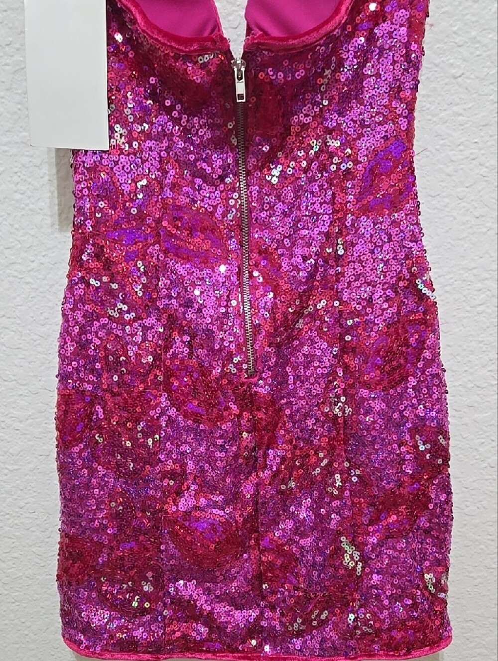 NWT Honey And Rosie Sequin Strapless Mini Dress in Fuchsia Party Barbiecore Sexy - Picture 7 of 12